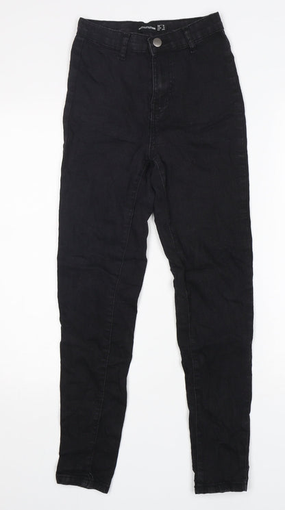 PRETTYLITTLETHING Womens Black  Cotton Skinny Jeans Size 6 L27 in Regular