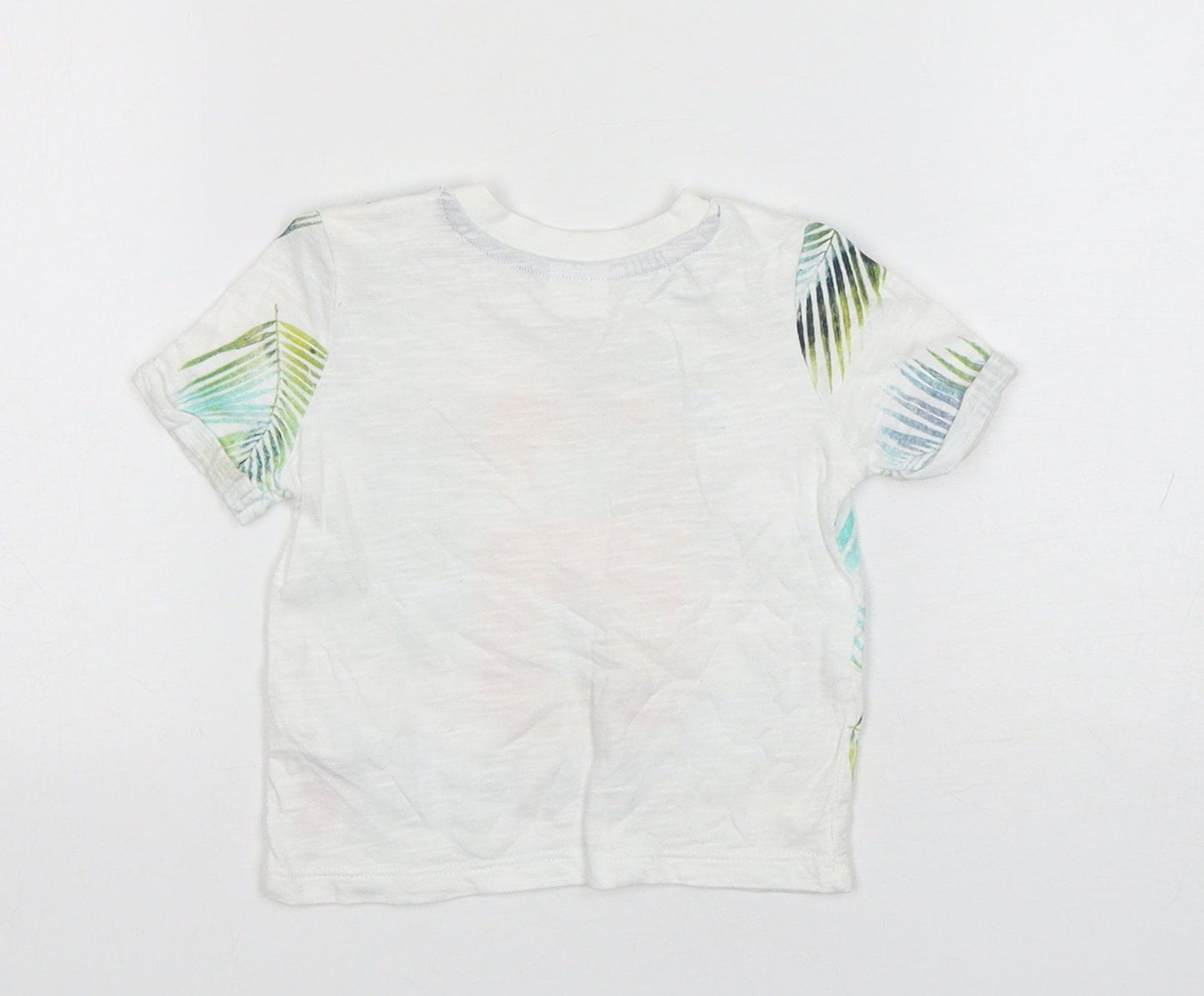 F&F Boys Multicoloured Floral Cotton Basic T-Shirt Size 3-6 Months Round Neck