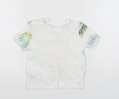 F&F Boys Multicoloured Floral Cotton Basic T-Shirt Size 3-6 Months Round Neck