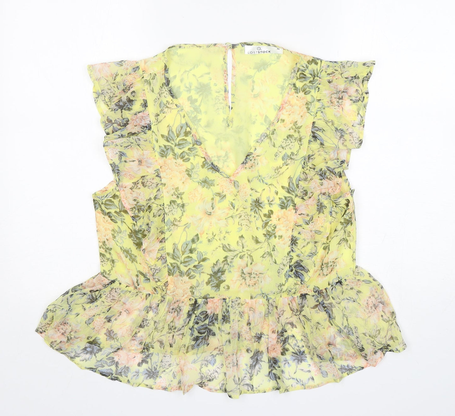 Womens UK Size M Loststock Yellow Basic Blouse