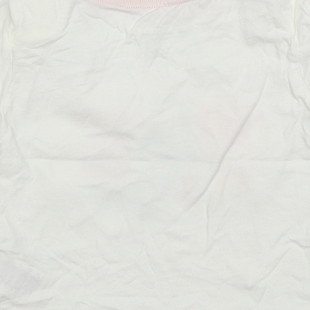 Mothercare Boys White Animal Print Cotton Basic T-Shirt Size 9-12 Months Round Neck