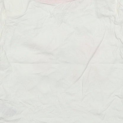 Mothercare Boys White Animal Print Cotton Basic T-Shirt Size 9-12 Months Round Neck