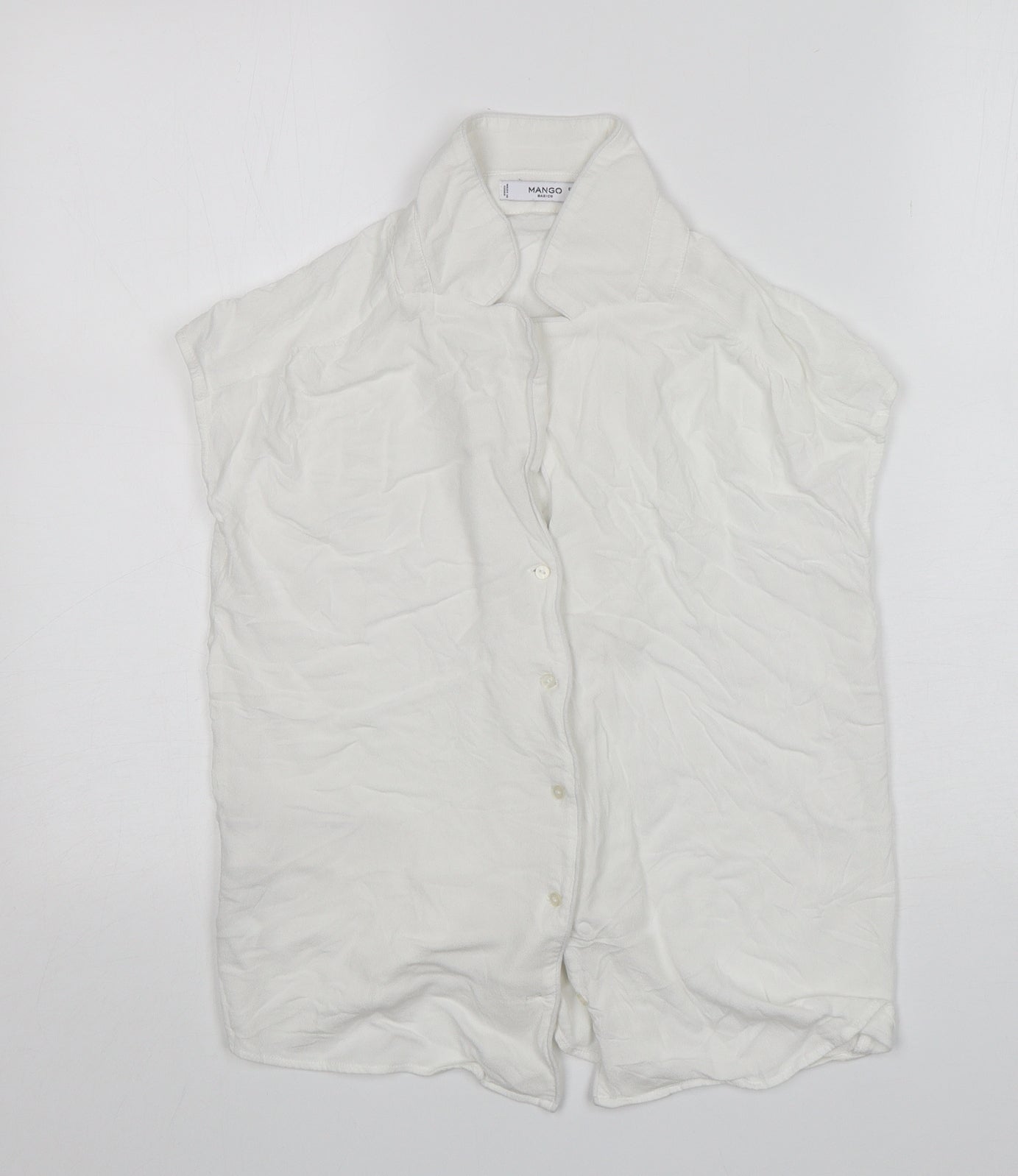 Womens UK Size XS Mango White Basic Button-Up