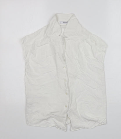 Womens UK Size XS Mango White Basic Button-Up