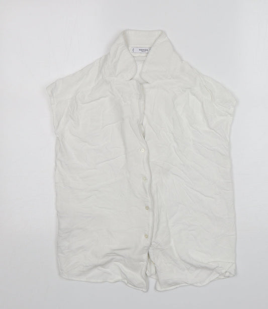 Womens UK Size XS Mango White Basic Button-Up