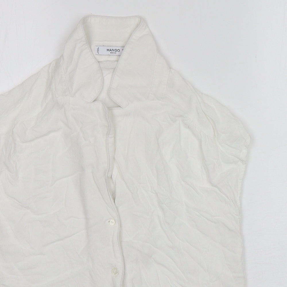 Womens UK Size XS Mango White Basic Button-Up
