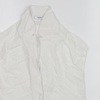 Womens UK Size XS Mango White Basic Button-Up