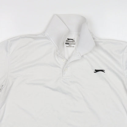 Slazenger  Mens White  Polyester Basic Polo Size M Collared