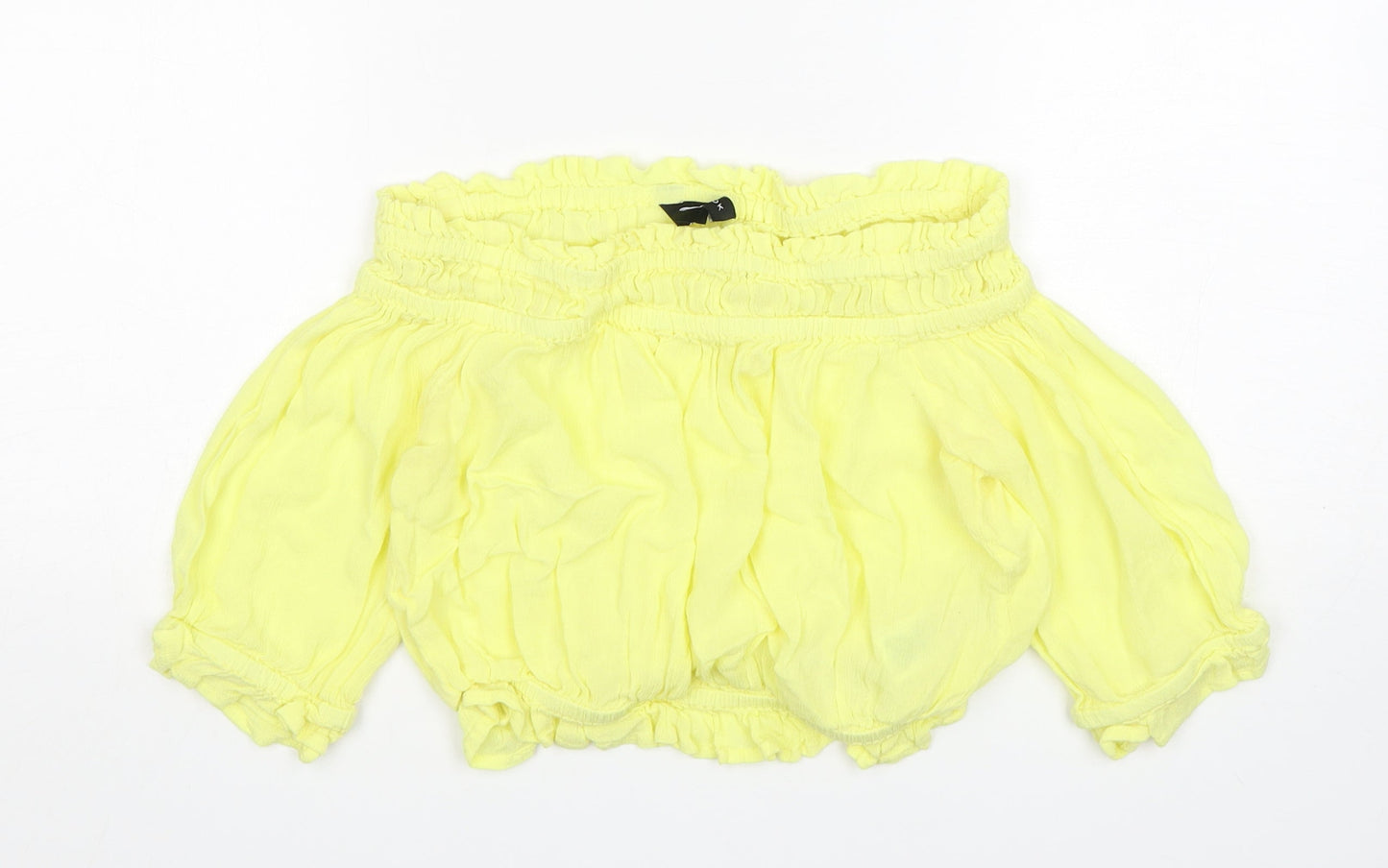 Womens UK Size 10 New Look Yellow Cropped Blouse