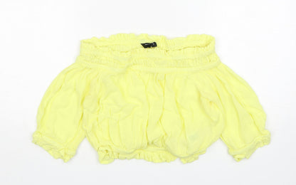 Womens UK Size 10 New Look Yellow Cropped Blouse