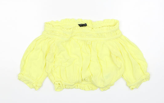 Womens UK Size 10 New Look Yellow Cropped Blouse