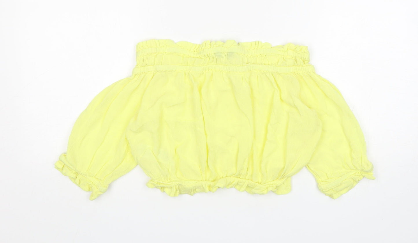 Womens UK Size 10 New Look Yellow Cropped Blouse