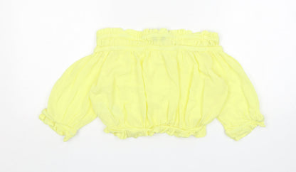 Womens UK Size 10 New Look Yellow Cropped Blouse