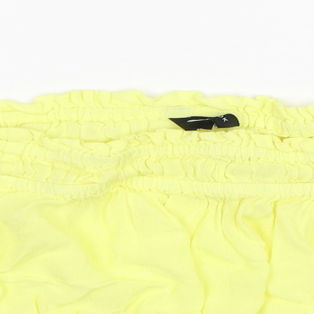 Womens UK Size 10 New Look Yellow Cropped Blouse