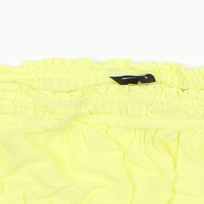 Womens UK Size 10 New Look Yellow Cropped Blouse