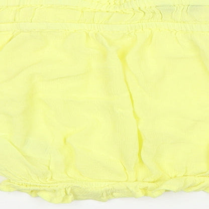 Womens UK Size 10 New Look Yellow Cropped Blouse