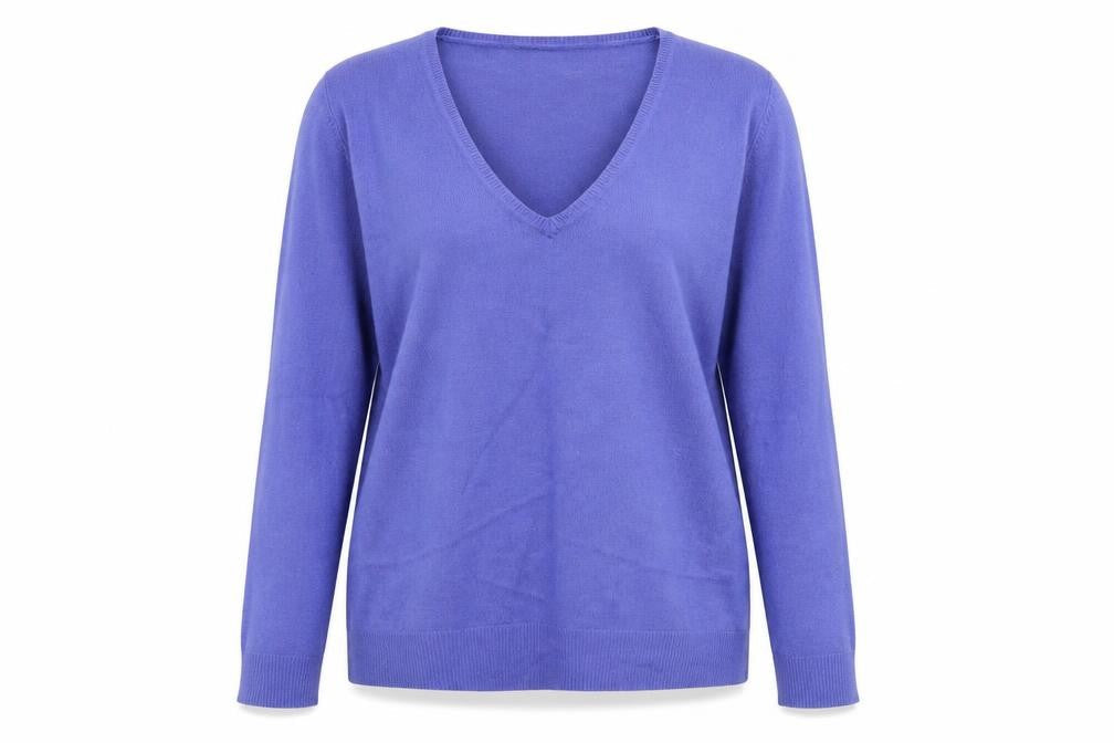 Front view of Matalan women’s purple acrylic pullover sweatshirt, size UK 14, pullover