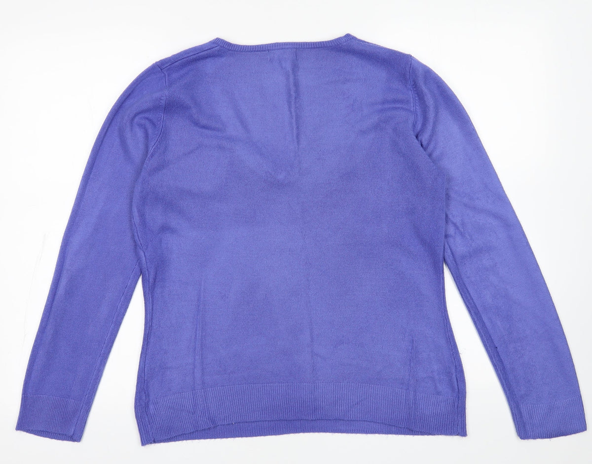 Back view of Matalan women’s purple acrylic pullover sweatshirt, size UK 14, pullover
