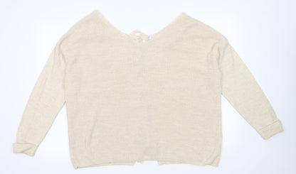George Womens White  Acrylic Pullover Sweatshirt Size 16  Tie