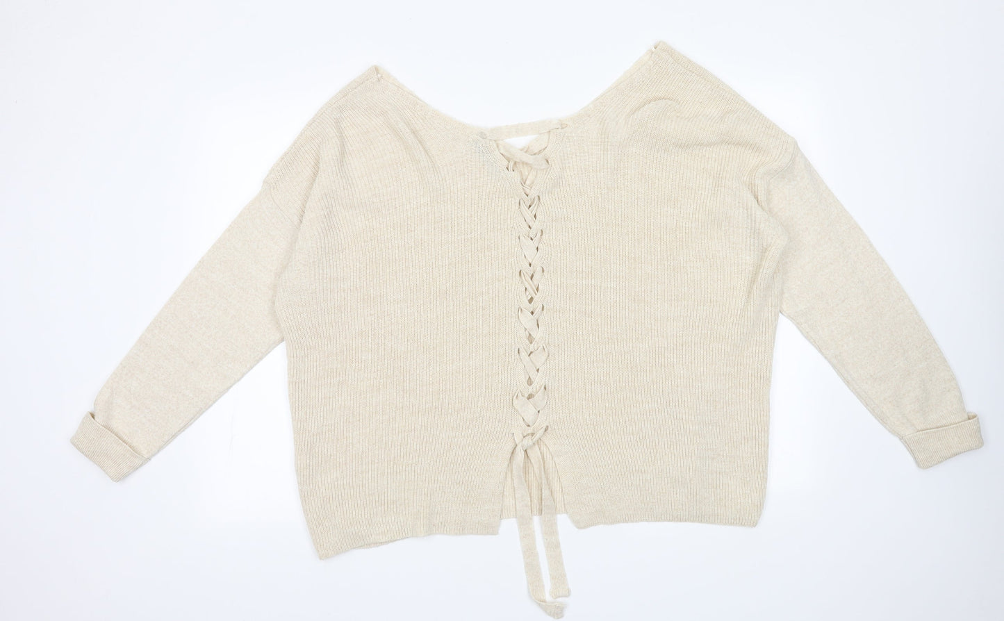 George Womens White  Acrylic Pullover Sweatshirt Size 16  Tie