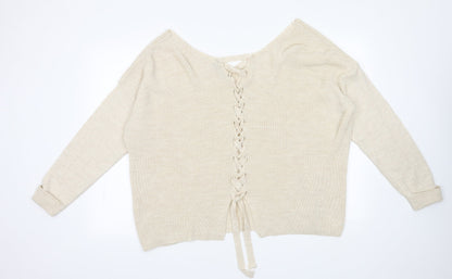 George Womens White  Acrylic Pullover Sweatshirt Size 16  Tie