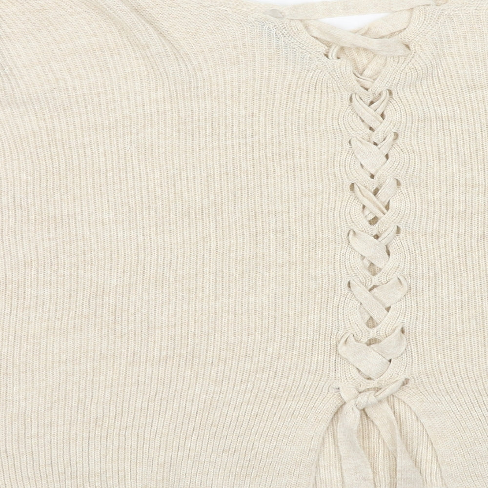 George Womens White  Acrylic Pullover Sweatshirt Size 16  Tie