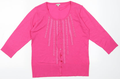 Womens UK Size M text Pink Cardigan Jumper