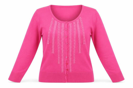 Womens UK Size M text Pink Cardigan Jumper