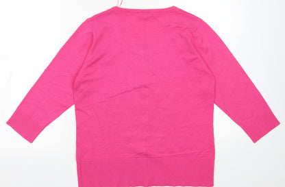 Womens UK Size M text Pink Cardigan Jumper
