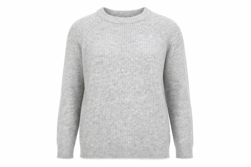 Front view of Primark women’s grey acrylic pullover sweatshirt, size M, pullover