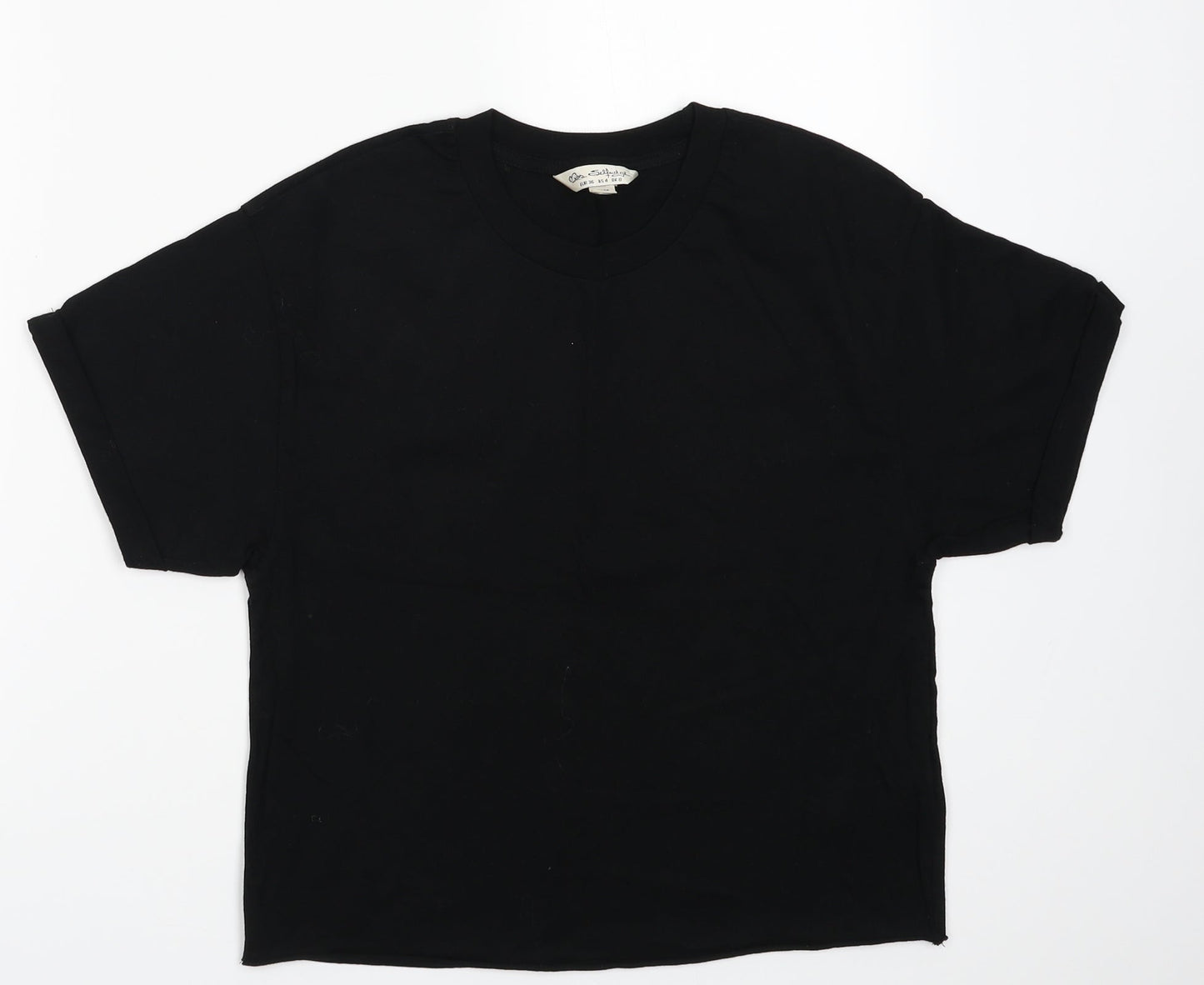 Womens UK Size 8 Miss Selfridge Black Cropped T-Shirt