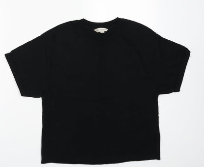 Womens UK Size 8 Miss Selfridge Black Cropped T-Shirt