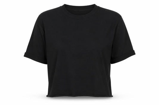 Womens UK Size 8 Miss Selfridge Black Cropped T-Shirt