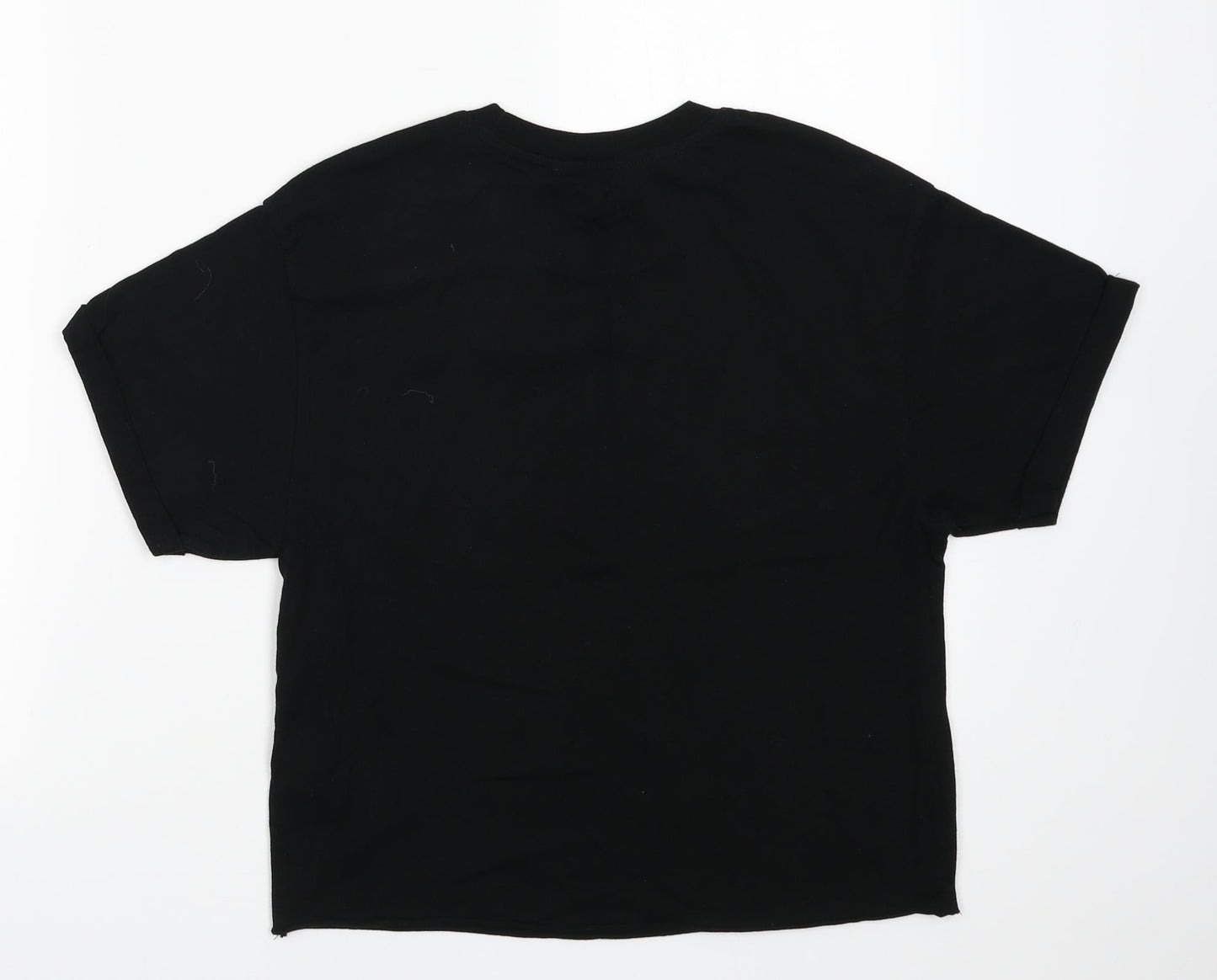 Womens UK Size 8 Miss Selfridge Black Cropped T-Shirt