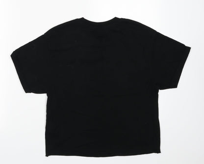 Womens UK Size 8 Miss Selfridge Black Cropped T-Shirt