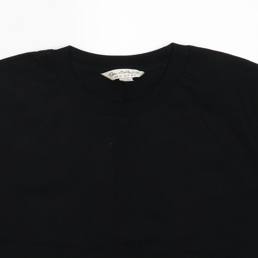 Womens UK Size 8 Miss Selfridge Black Cropped T-Shirt