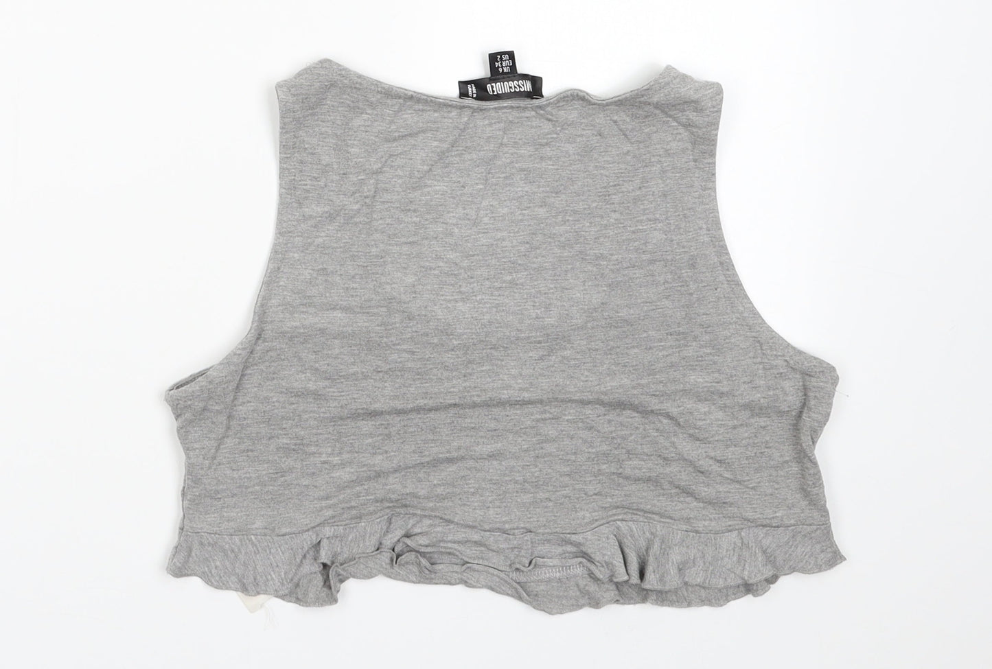 Womens UK Size 6 Missguided Grey Cropped Tank