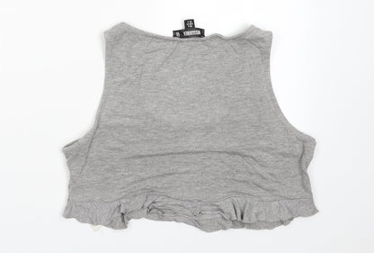 Womens UK Size 6 Missguided Grey Cropped Tank