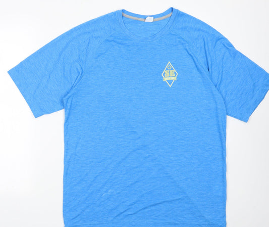 sport tek Mens Blue  Polyester Basic T-Shirt Size L Crew Neck Pullover - soccer edge