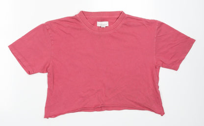 Womens UK Size XS Topshop Pink Cropped T-Shirt