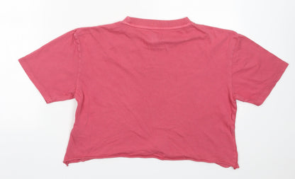 Womens UK Size XS Topshop Pink Cropped T-Shirt