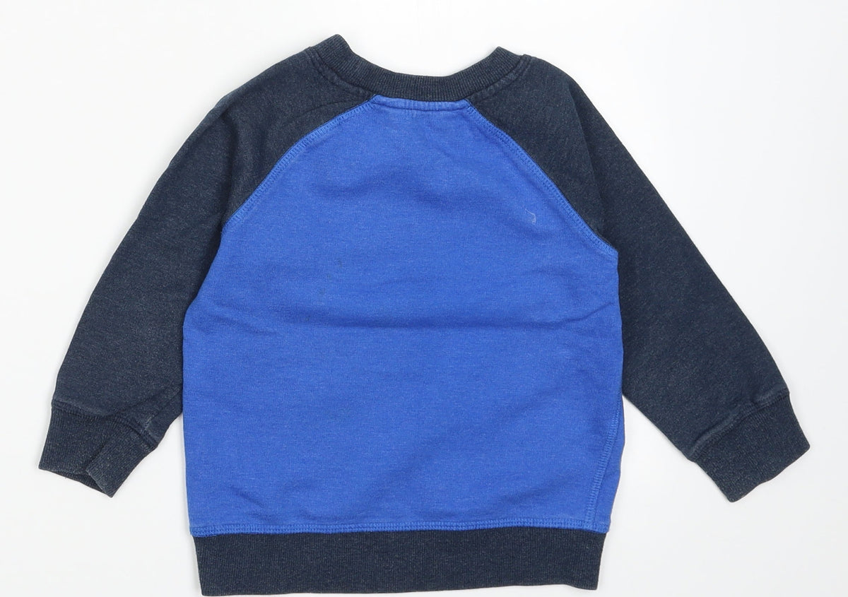 Back view of George boys’ blue cotton pullover sweatshirt, size 2-3, years pullover - epic dude