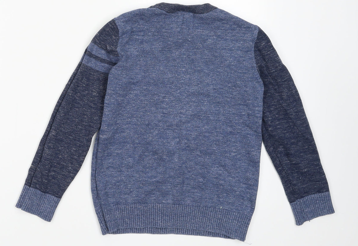 Back view of Next boys’ blue cotton pullover sweatshirt, size 7, years pullover - nyc