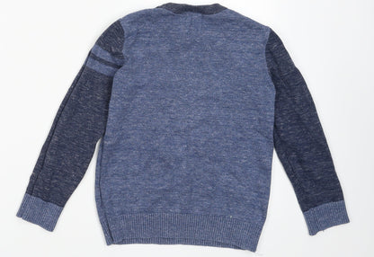 Back view of Next boys’ blue cotton pullover sweatshirt, size 7, years pullover - nyc