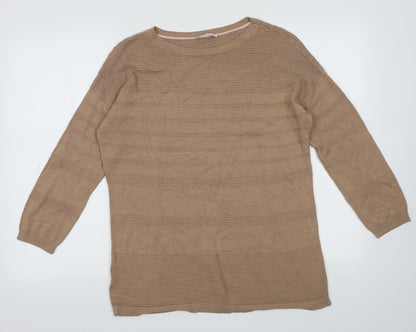 Isaac Mizrahi Womens Brown Striped Cotton Pullover Sweatshirt Size M  Pullover