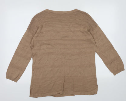 Isaac Mizrahi Womens Brown Striped Cotton Pullover Sweatshirt Size M  Pullover