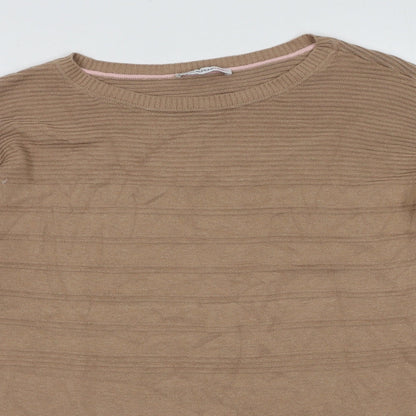 Isaac Mizrahi Womens Brown Striped Cotton Pullover Sweatshirt Size M  Pullover
