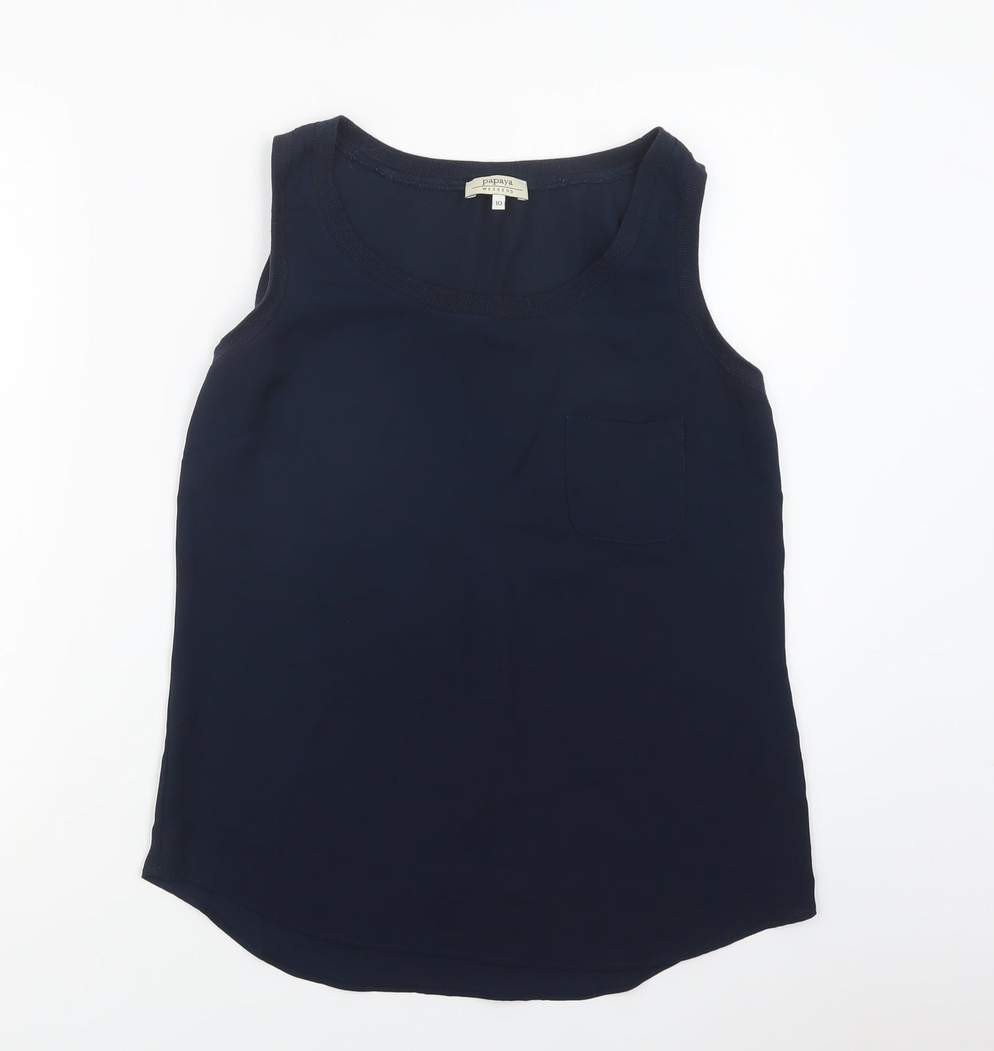 Papaya Womens Blue  Polyester Basic Tank Size 10 Round Neck