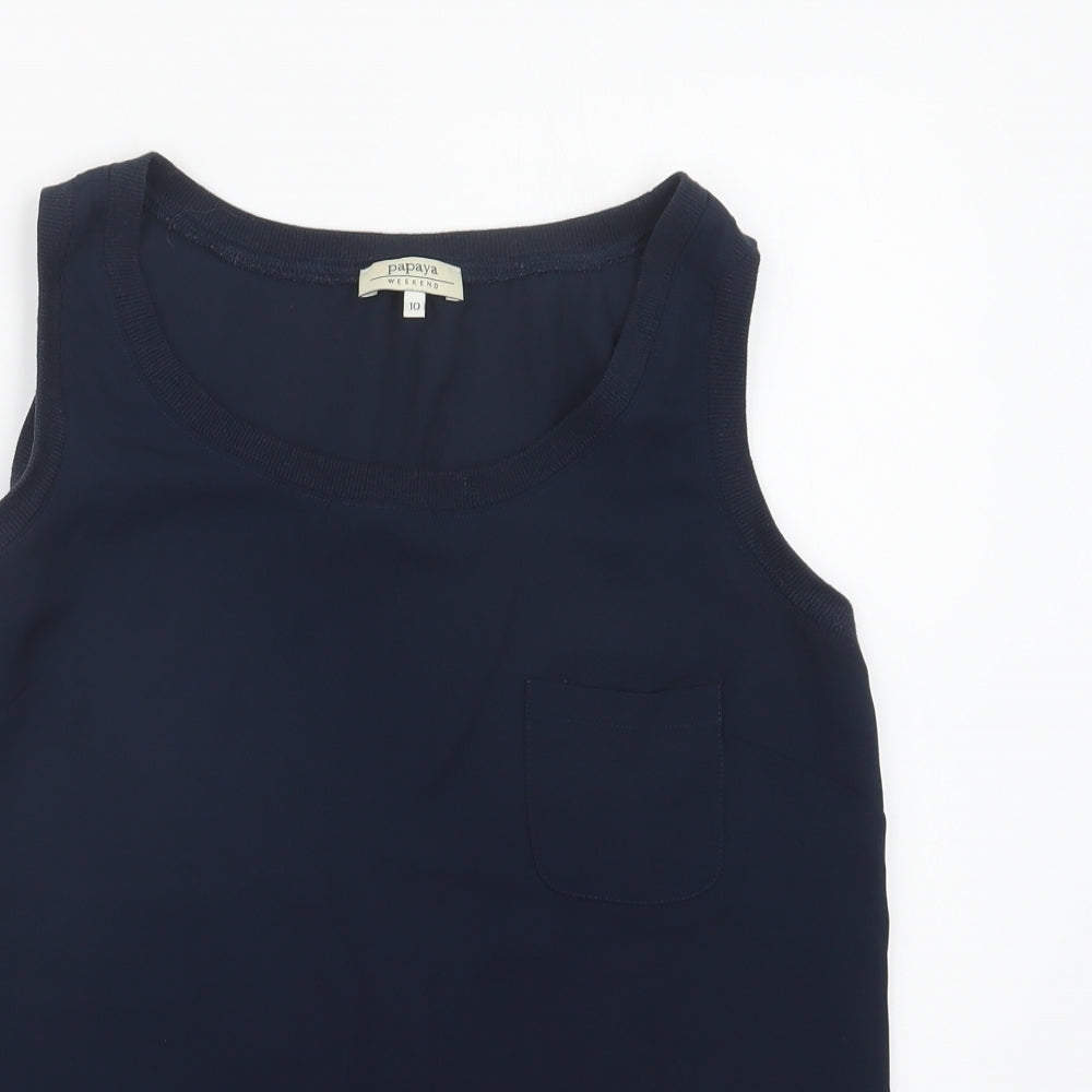 Papaya Womens Blue  Polyester Basic Tank Size 10 Round Neck