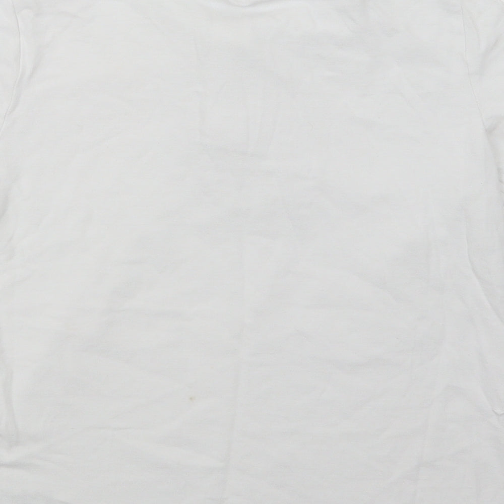 Brand and care label for Next girls’ white cotton basic polo, size 12, years collared button - school wear
